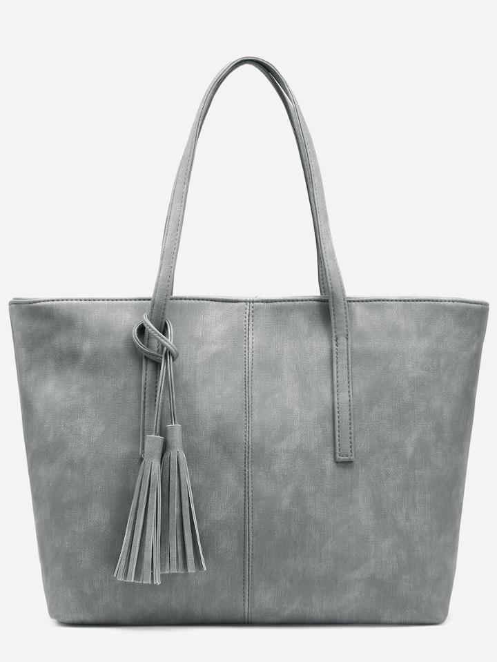 Shein Distressed Tassel Pendant Tote Bag