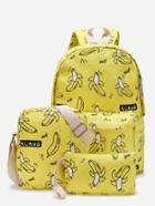 Shein Banana Print Canvas Combination Bag 3pcs