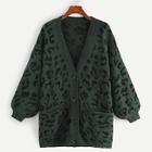 Shein Pocket Patched Button Leopard Coat