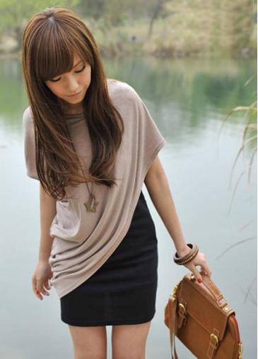 Rosewe Fake Two Piece Black And Khaki Dress