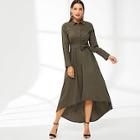 Shein Hanky Hem Tie Waist Longline Shirt Dress