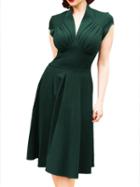 Shein Green V Neck Short Sleeve Slim Dress