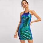 Shein Fishnet Insert Floral Sequin Dress