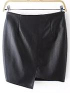 Shein Black Asymmetrical Bodycon Pu Skirt