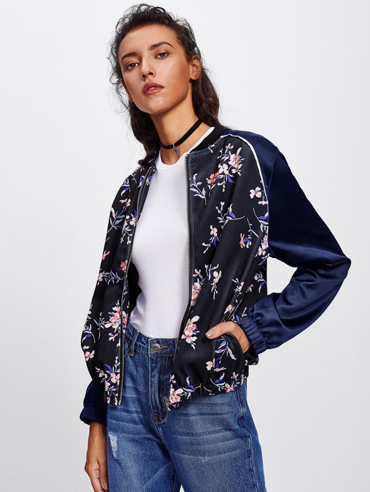 Shein Contrast Floral Print Random Jacket