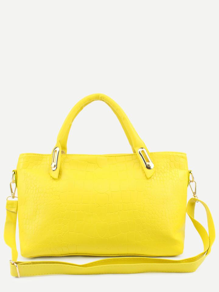 Shein Yellow Crocodile Embossed 3pcs Bag Set