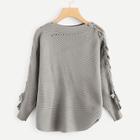 Shein Drawstring Side Knot Sleeve Sweater