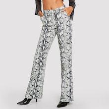 Shein Snake Skin Print Flare Hem Jeans