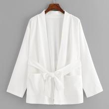 Shein Solid Self Tie Pocket Detail Outerwear