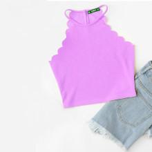 Shein Scalloped Trim Textured Halter Top
