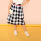Shein Plus Stripe Waistband Gingham Flare Skirt