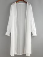 Shein White Ruffle Cuff Chiffon Top
