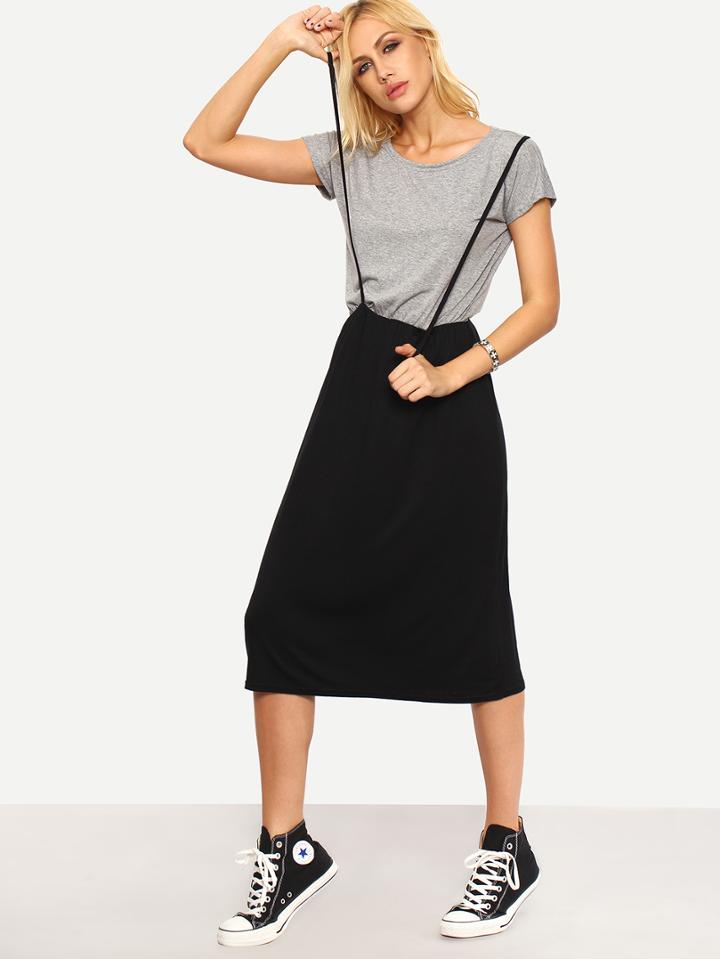 Shein Contrast 2 In 1 Tee Dress