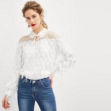 Shein Fringe Knot Neck Blouse