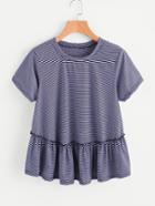 Shein Frill Hem Striped T-shirt