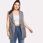 Shein Plus Heathered Twill Sleeveless Blazer