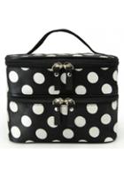 Rosewe Dot Print Double Layers Black Cosmetic Bag