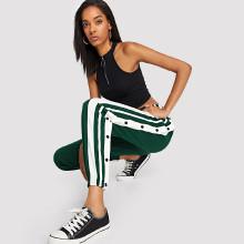 Shein Snap Button Side Striped Pants