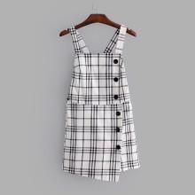 Shein Tartan Plaid Button Detail Overall Shorts