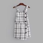 Shein Tartan Plaid Button Detail Overall Shorts