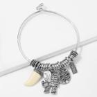 Shein Elephant & Clover Detail Bangle Bracelet