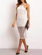 Shein White Spaghetti Strap Sheer Mesh Slim Dress