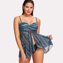 Shein Plus Split Striped Tankini Set