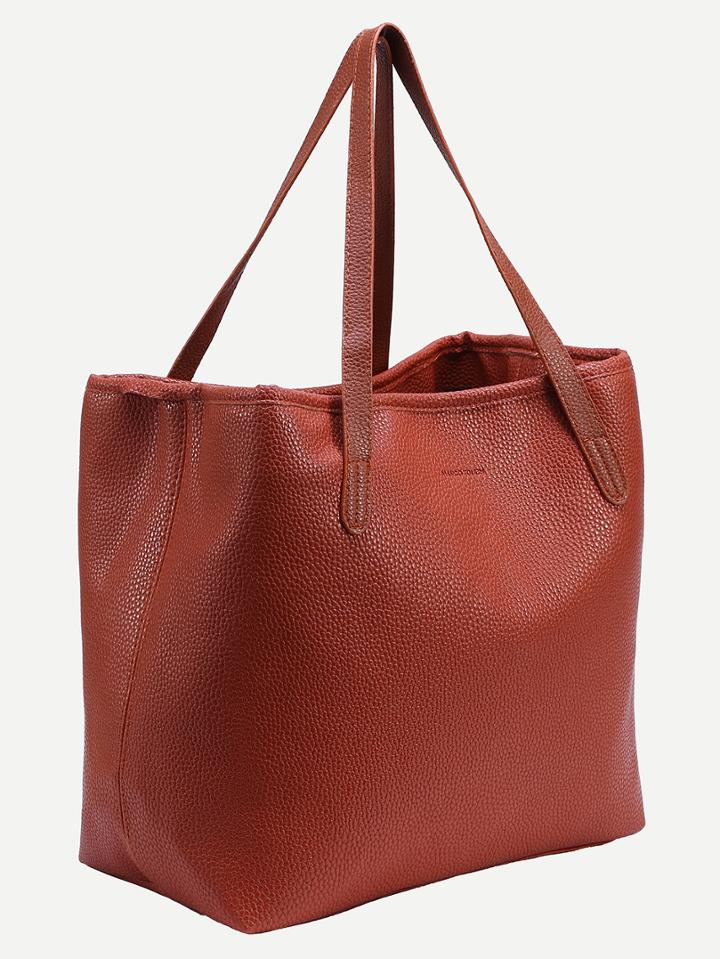 Shein Orange Faux Leather Shopper Bag