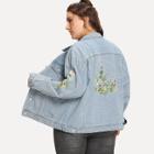 Shein Plus Flower Embroidered Denim Jacket