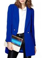 Rosewe Charming Button Closure Long Sleeve Blue Coat For Woman