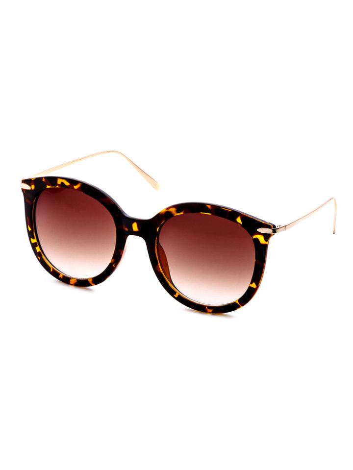 Shein Leopard Print Frame Metal Arm Sunglasses