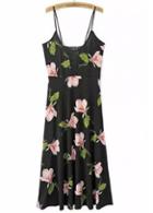 Rosewe Charming Strap Design Flower Print Woman Maxi Dress