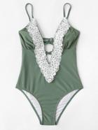 Shein Contrast Lace Swimsuit