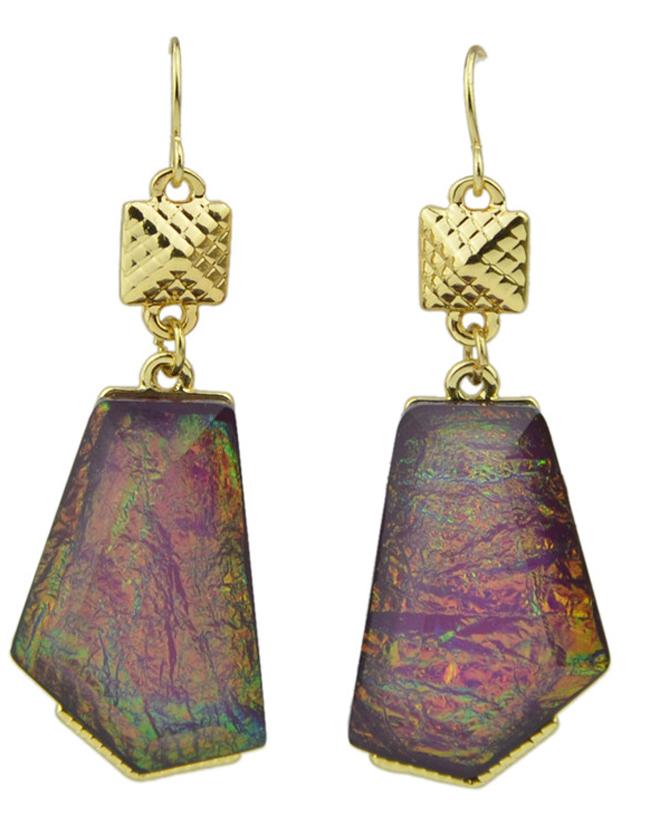 Shein Purple Stone Drop Earrings