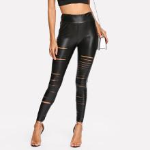 Shein Pu Ripped Skinny Leggings