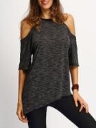 Shein Cold Sholder Asymmetric Hem T-shirt