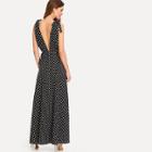 Shein Tie Shoulder Polka Dot Surplice Wrap Dress