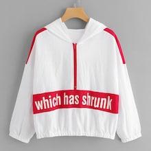 Shein Quarter Zip Letter Print Jacket