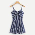 Shein Bow Tie Front Striped Cami Jumpsuit