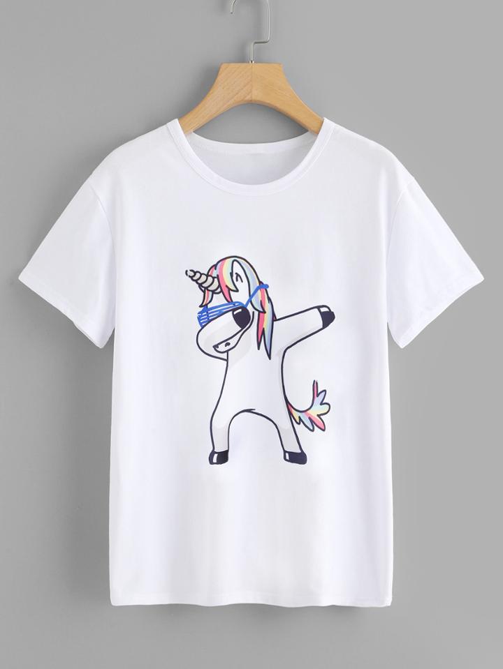 Shein Unicorn Print Tee