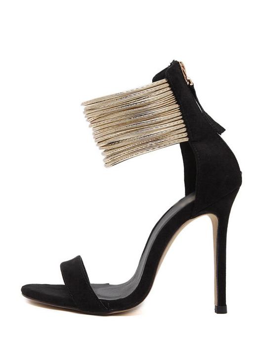 Shein Black Open Toe High Stiletto Sandals