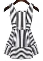 Rosewe Vogue Square Neck Sleeveless Striped Dress For Summer