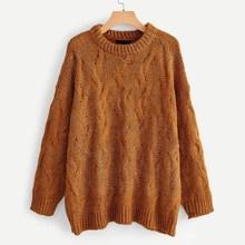 Shein Drop Shoulder Twisted Knit Solid Jumper