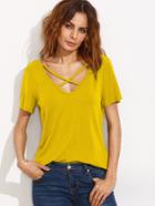 Shein Double V Neck Crisscross Tee