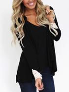 Shein Hooded Crochet Trim Black Cardigan