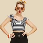 Shein Knot Front Striped Crop Tee