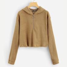 Shein Zip Front Solid Hoodie