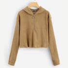 Shein Zip Front Solid Hoodie