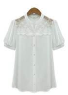Rosewe Simple Pure Color Short Sleeve Blouse For Women