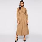 Shein Bishop Sleeve Stand Collar Longline Dress